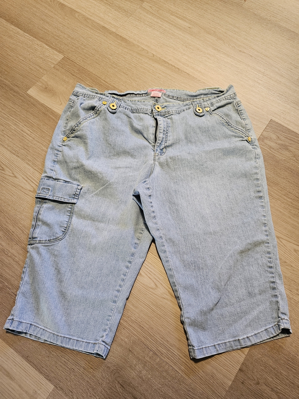 Sugar Dolls Light Blue Denim Jean Shorts with Yellow Accents